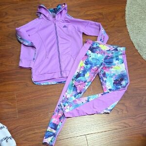 Adidas Lavender Hoodie and Multicolor Leggings